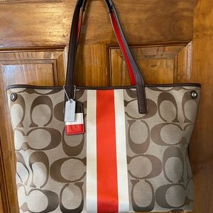 Like new beige & red Coach bag